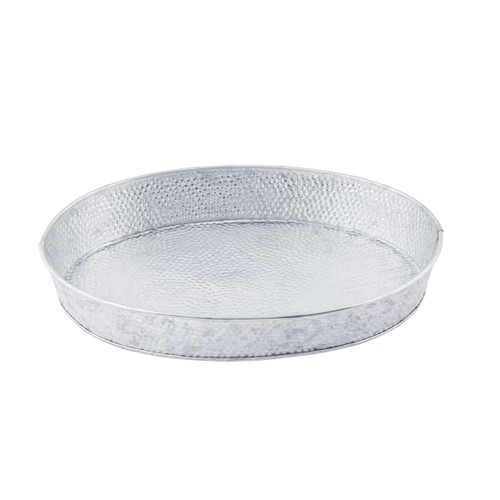 TableCraft Products GP129 12" W x 8 1/2" D x 1 3/4" H Oval Galvanized Steel Galvanized Collection Dinner Platter