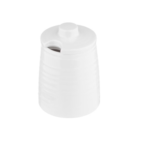 TableCraft Products 10416 3" W x 4 1/8" H 5.5 Oz. White Textured Finish Melamine Pulito Collection Sugar Jar