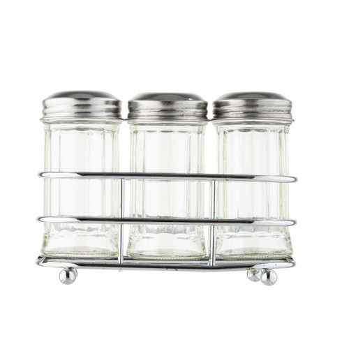TableCraft Products 659N 2 Oz. Condiment Dispenser Set With Fluted Glass Shaker