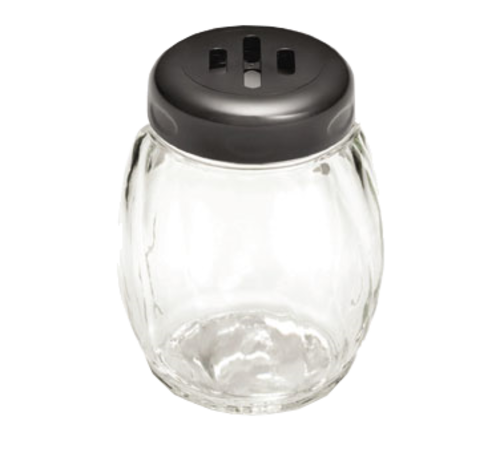 TableCraft Products P260SLBK 6 Oz. Black Slotted Plastic Top Clear Swirl Shaker