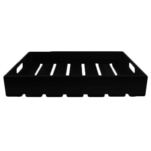 TableCraft Products CRATE114BK 20.75" W x 12.75" D x 4.25" H Black Full Size Gastro Serving / Display Crate Fits 1/1 GN Pan