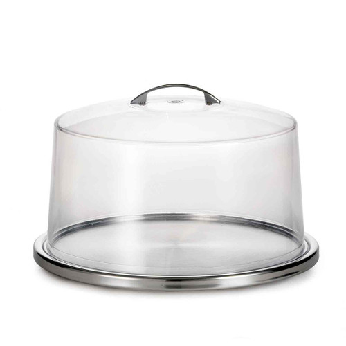 TableCraft Products H820P422 13" Dia. x 8" H Stainless Steel Cash & Carry Cake Plate Set