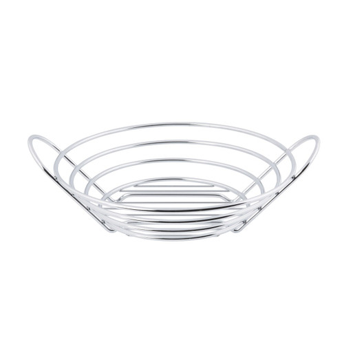 TableCraft Products H7175 12" Dia. x 3 1/2"H Round Chrome Plated Serving Basket