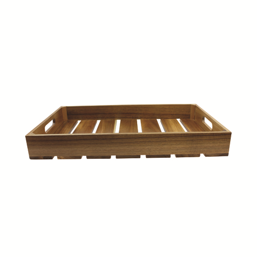 TableCraft Products CRATE12 12.75" W x 10.5" D x 2.75" H Brown Half Size Gastro Serving / Display Crate Fits 1/2 GN Pan