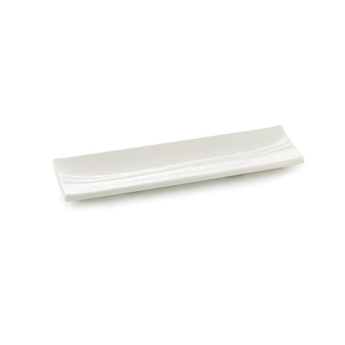 TableCraft Products M165 15 3/4" W x 5" D White Rectangular Melamine Frostone Collection Dish