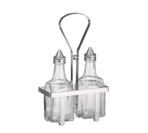 TableCraft Products 600N 6 Oz. Chrome Plated Rack Cash & Carry Oil & Vinegar Dispenser Set