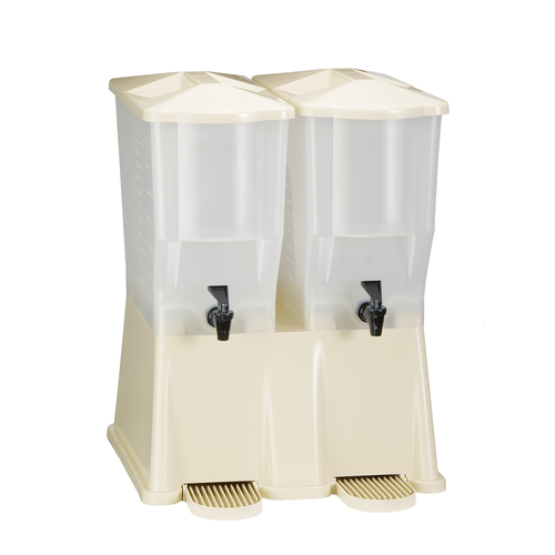 TableCraft Products TW33DP Two 3 Gallon Reservoirs Polypropylene Almond Slimline Beverage Dispenser