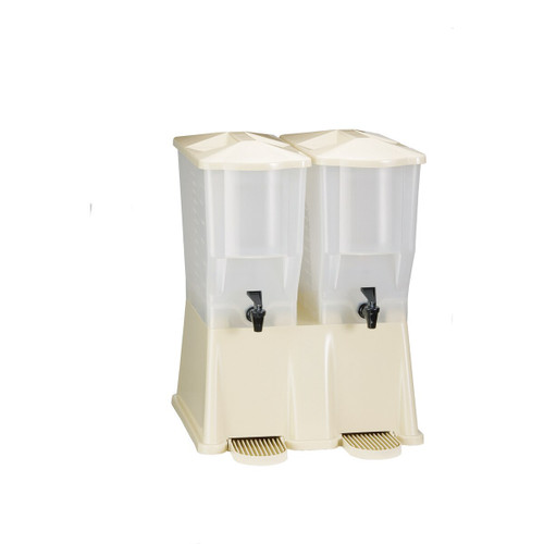 TableCraft Products TW33DP Two 3 Gallon Reservoirs Polypropylene Almond Slimline Beverage Dispenser