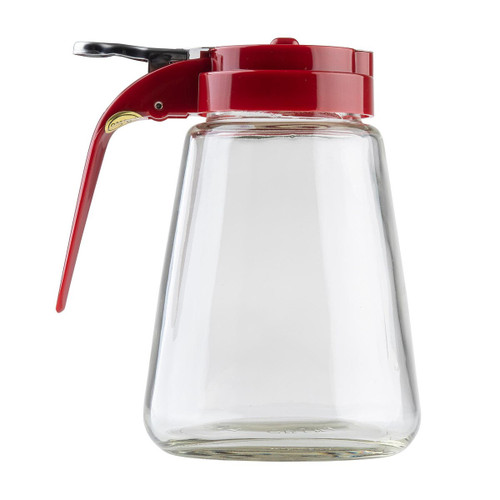 TableCraft Products 1371RE 12 Oz. Red ABS Top Modern Glass Dispenser