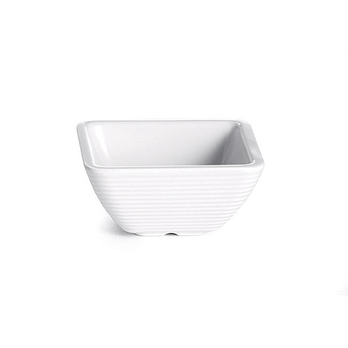 TableCraft Products RAMS2W 2 Oz. Square Melamine White Ribbed SaferFoods Solutions Ramekin - 12/Case