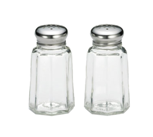 TableCraft Products 150S&P-2 1 Oz. 1 9/16" Dia. x 3"H Stainless Steel Tops Salt/Pepper Shaker
