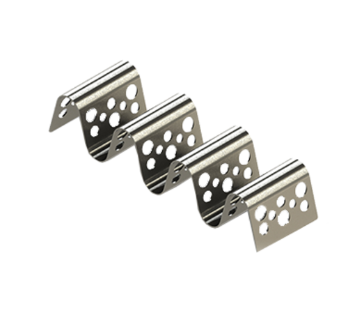 TableCraft Products TRSP34 7 5/8" W x 2 1/4" D x 1 1/2" H Stainless Steel Stamped Circle Pattern Taco Taxi Server