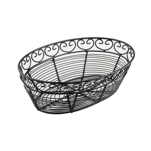 TableCraft Products BK27410 10" W x 6.5" D x 3" H Black Oval Mediterranean Collection Basket