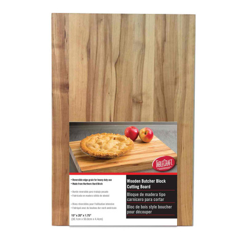 TableCraft Products CBW1520175 20" W x 15" D x 1-3/4" H Wood Cash & Carry Butcher Cutting Board