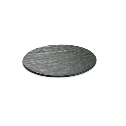 TableCraft Products MG13 13" Dia. Black Round Melamine Frostone Collection Display Tray