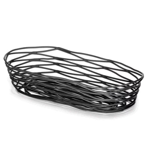 TableCraft Products BK11709 8 7/8" W x 4" D x 2" H Oblong Black Powder Coated Metal Complexity Collection Serving Basket