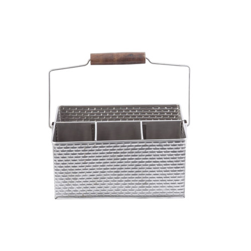 TableCraft Products GPSSCADDY 10 3/4" W x 8 1/2" D x 4 3/4" H Rectangular Stainless Steel Brickhouse Collection Flatware Caddy