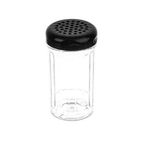 TableCraft Products P800BK 12 Oz. Polycarbonate Body Perforated Black Top Fluted Shaker