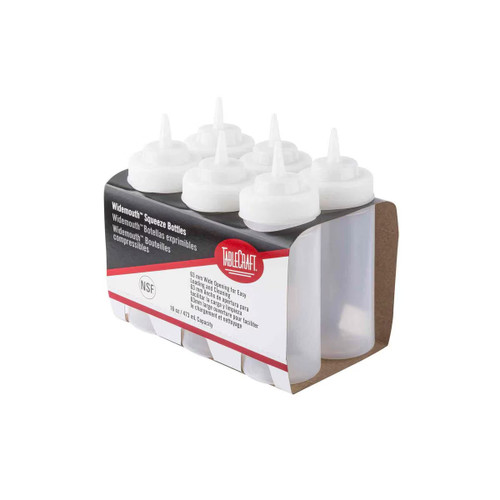 TableCraft Products C11663C 16 Oz. Clear Cash & Carry WideMouth Squeeze Bottle 63mm Opening - 8 Cases of 6