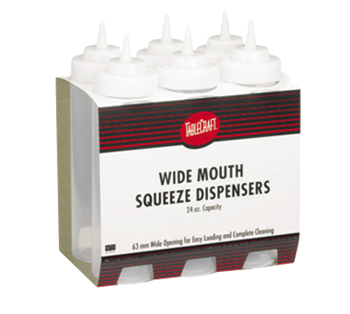 TableCraft Products C11253C 12 Oz. Clear Cash & Carry WideMouth Squeeze Bottle 53mm Opening