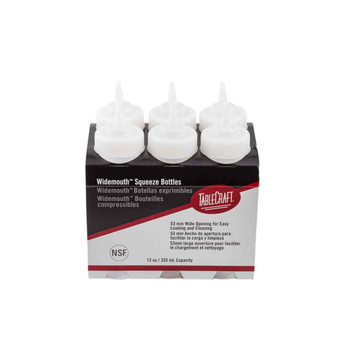 TableCraft Products C11253C 12 Oz. Clear Cash & Carry WideMouth Squeeze Bottle 53mm Opening