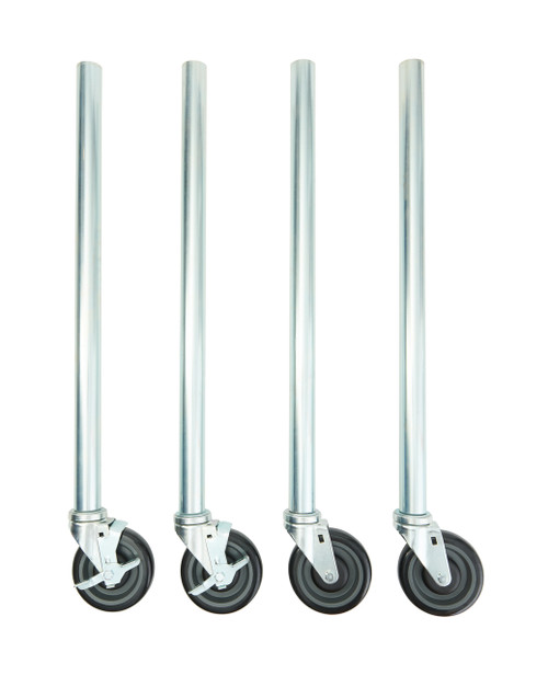 Allmont 34" H 18-Gauge Galvanized Steel Legs with Two 5" Braking Casters for Work Tables