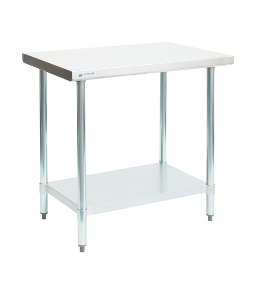 Allmont 24" x 36" Stainless Steel Commercial Work Table with Galvanized Legs and Undershelf