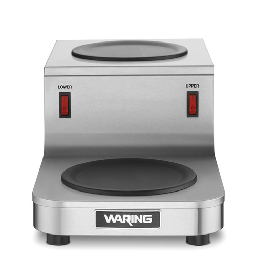 Waring WCW20R Stainless Steel Double Burner Step-Up Self-Regulating Non-Skid Feet Café Deco Coffee Warmer - 140 Volts 0.86 Amps