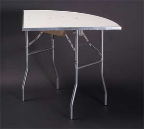 Maywood MF30QRFLD 30" Radius 30" Wide 30" High Quarter-Round Expanded White Vinyl Sheet Bonded On Plywood Top Standard Folding Table
