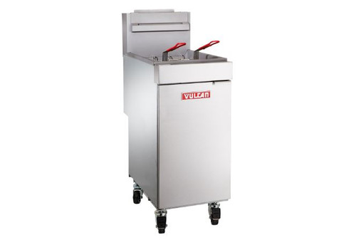 Vulcan LG500-NG 65 Lbs. Stainless Steel Natural Gas Free-Standing Fryer - 150,000 BTU