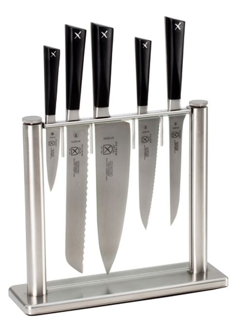 Mercer M19100 6 Piece Black High Carbon Stainless Steel and Glass Knife Block Set