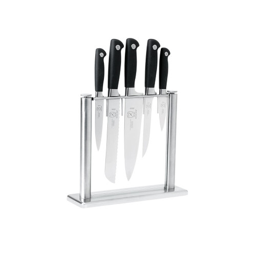 Mercer M20000 Genesis 6 Piece Black Forged High Carbon Stainless Steel Knife Block Set