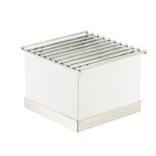 Cal-Mil 3011-55 12" W x 12" D x 8-1/4" H Square White Metal Wire Grill with Stainless Steel Base Accent Luxe Chafer Alternative