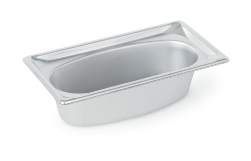 Vollrath 3103040 2.2 Qt. 22 Gauge Stainless Steel Super Pan Super Shape 1/3 Size Oval Pan