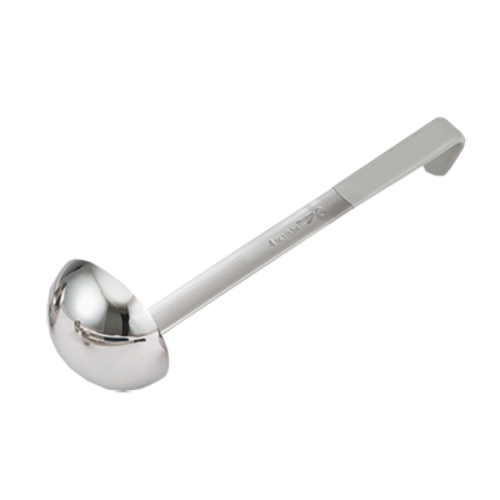 Vollrath 4980445 4 Oz. Heavy Duty 18/8 Stainless Steel 14 Ga 12-5/8" Grooved Hooked Gray Kool-Touch Handle with Satin Finish One-Piece Ladle