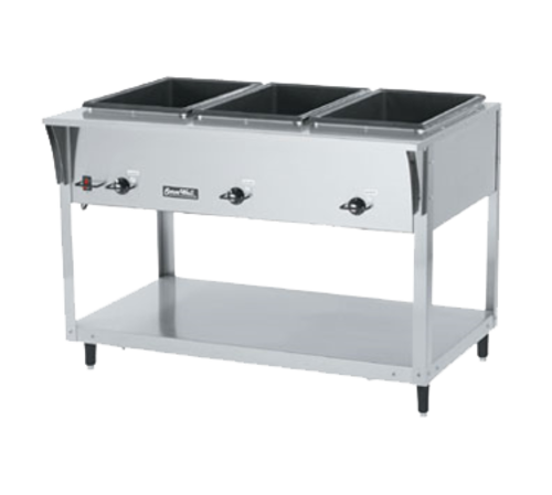 Vollrath 38203 46" W x 29 1/2" D x 34" H 3 Wells Stainless Steel ServeWell SL-Hot Food Table - 120V