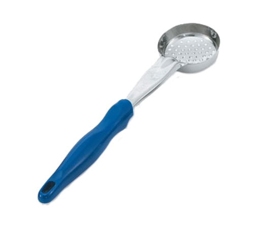 Vollrath 6432230 2 Oz. 1-Piece Heavy Duty Perforated Round Bowl Handle Coded Blue Equipped With All-Natural Antimicrobial Spoodle