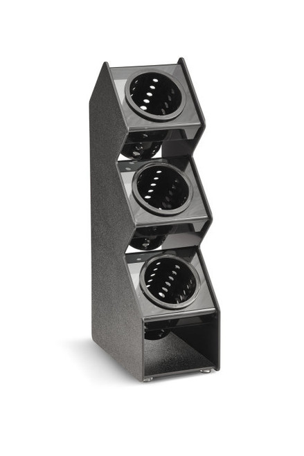 Vollrath FWVH-3B Black Countertop 3-Cylinder Vertical Flatware Holder