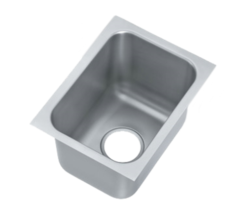 Vollrath 10101-1P 14" W x 10" D x 10" Deep 3 1/2" Drain 1" Flange Square Corners Heavy Weight 20 Gauge Stainless Steel One Compartment Weld-In / Undermount Sink