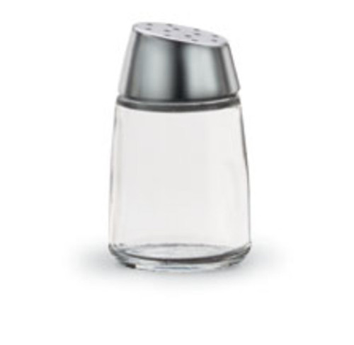 Vollrath 802-12 2 Oz. Chrome Cap Glass Round Bottom Jar Dripcut Continental Collection Salt & Pepper Shaker