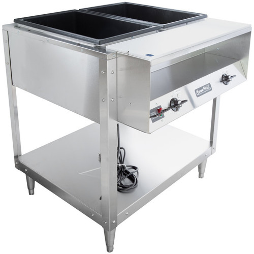 Vollrath 38102 32" W x 32" D x 34" H 2 Wells Stainless Steel ServeWell Hot Food Table - 120V