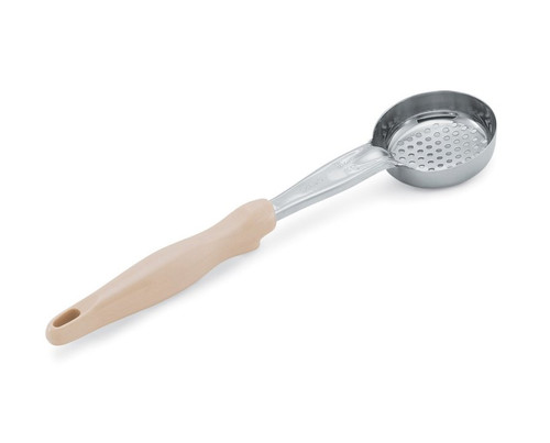 Vollrath 6432335 3 Oz. 1-Piece Heavy Duty Perforated Round Bowl Handle Coded Ivory Equipped With All-Natural Antimicrobial Spoodle