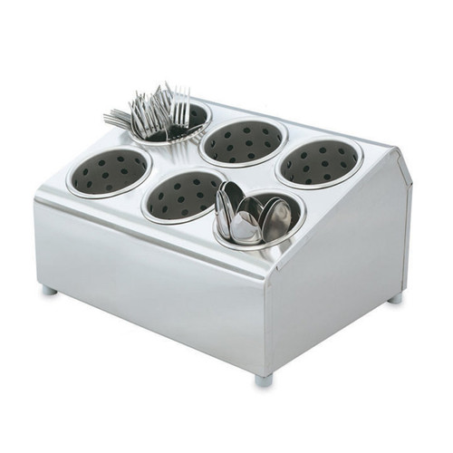 Vollrath 97241 14 7/8" W x 11 1/2" D x 8 1/2" H 6 Cylinder Stainless Steel Silv-A-Tainer Cutlery Dispenser