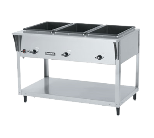 Vollrath 38213 46" W x 29 1/2" D x 34" H 3 Wells Stainless Steel ServeWell SL-Hot Food Table - 120V