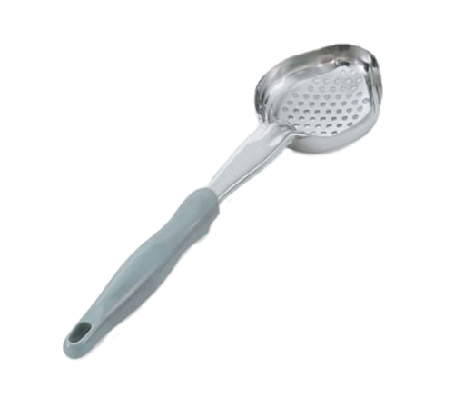Vollrath 6422445 4 Oz. 1-Piece Heavy Duty Perforated Oval Bowl Handle Coded Gray Equipped With All-Natural Antimicrobial Spoodle