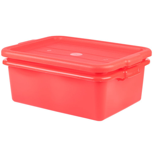 Vollrath 1507-C02 20" W x 15" D x 7" Deep Red 7" Deep Drain Box & Standard Lid Freezer & Dishwasher Safe Polyethylene Traex Color Mate Food Storage Box Combo Set