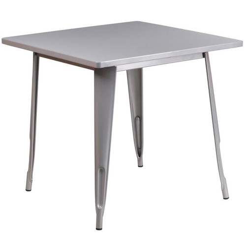 Flash Furniture ET-CT002-1-SIL-GG 31.5" W x 29.5" H x 31.5" D Silver Square Powder Coat Table
