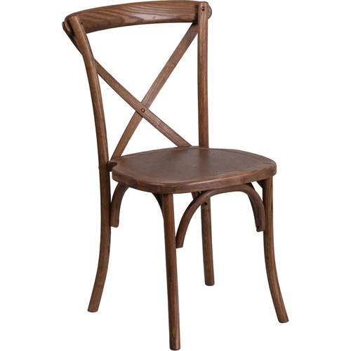 Flash Furniture XU-X-PEC-GG 400 Lb. Cross Back Ash Wood Seat And Frame With Pecan Finish Hercules Series Stackable Chair