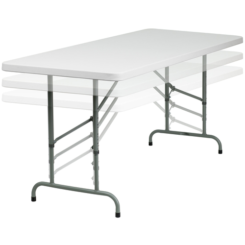 Flash Furniture RB-3072ADJ-GG Rectangular 72" W x 30" D x 24 1/8" To 32" Adjustable Height 330 Lb. Static Load Capacity Folding Table