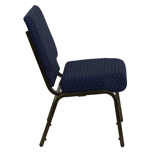 Flash Furniture FD-CH0221-4-GV-S0810-GG 21.25" W x 33" H x 25" D Gold Vein Navy Blue Hercules Series Extra Wide Stacking Church Chair